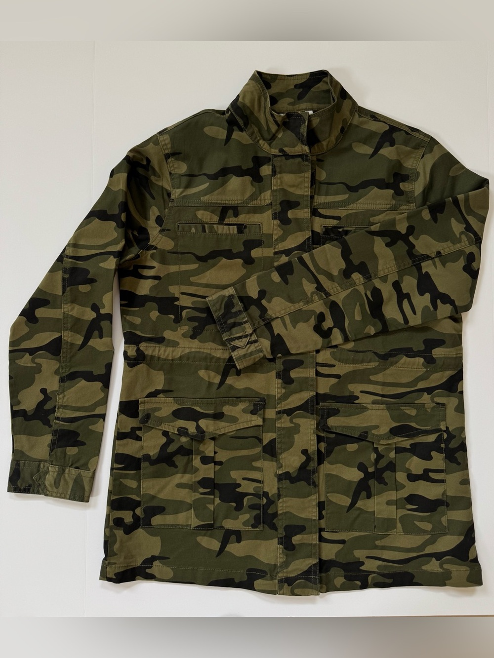 Serra Women Camo Utility Jacket Stretch Cotton Green/Black Size S